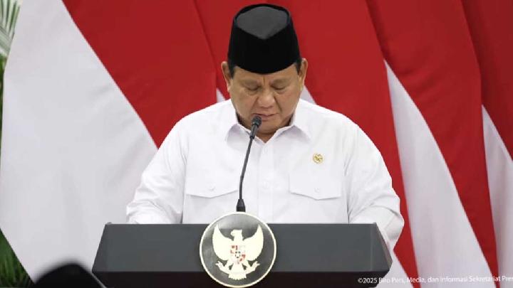 Presiden Prabowo Subianto saat memberikan sambutan dalam kegiatan penyerahan zakat melalui Badan Amil Zakat Nasional (BAZNAS) di Istana Negara, Jakarta Pusat, Kamis, 27 Maret 2025. YouTube Sekretariat Presiden