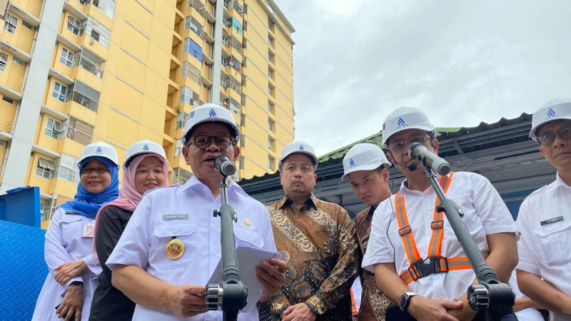 Pramono Anung usai meresmikan reservoir komunal di Tambora, Jakarta Barat.